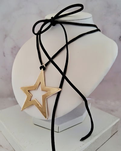 Choker Gamuza Estrella Ac. Dorado 