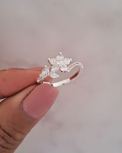 Anillo Petuña Cristal Ac. Blanco 