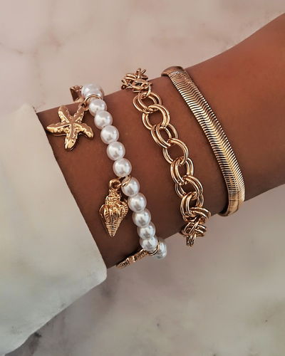 Pulsera Cancún Pack x3 Fantasía Dorado