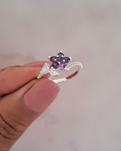 Anillo Petuña Violeta Ac. Blanco 