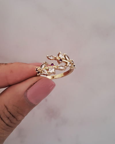 Anillo Laury Pink Ac. Dorado 