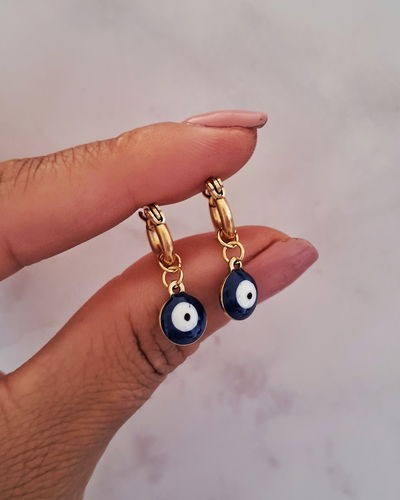 Argollas 1cm Protect Blue Ac. Dorado