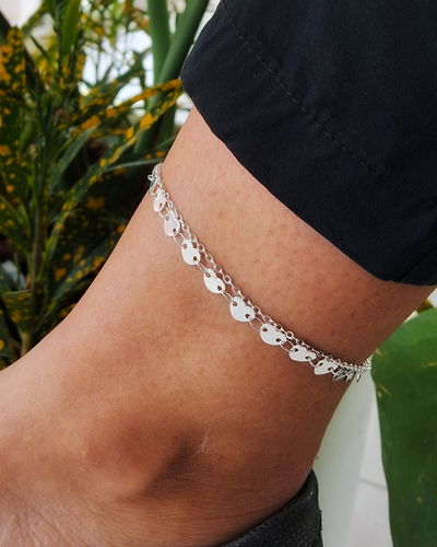 Tobillera Doble Corazón 22-5cm Ac. Blanco 