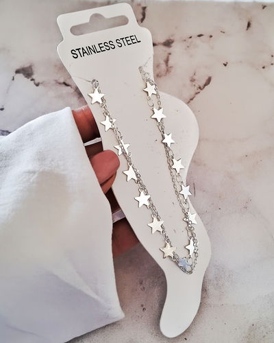 Tobillera Doble Estrella 22-5cm Ac. Blanco 