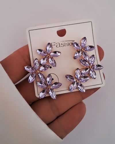 Aros Fiesta Flores Violeta Ac. Dorado