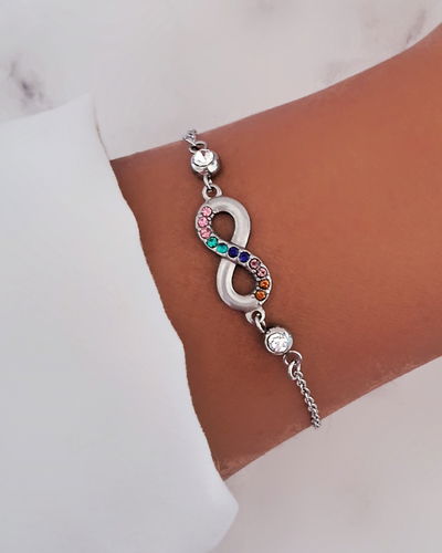 Pulsera Infinito Rainbow 18-3cm Ac. Quirúrgico 