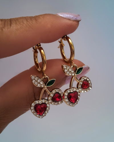 Argollas Cerezas Shine Ac. Dorado