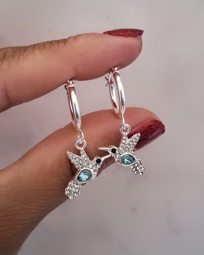 Argollas Colibrí Aqua Ac. Blanco 