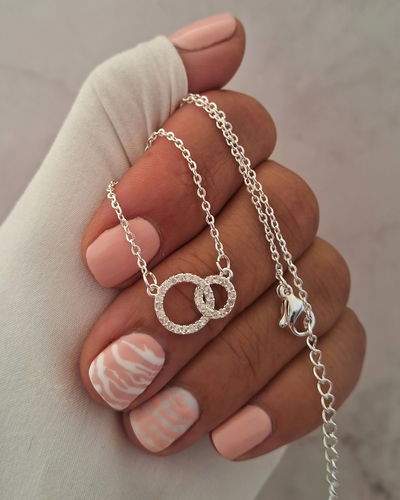 Collar Doble Circle Shine 40-5cm Ac. Blanco 