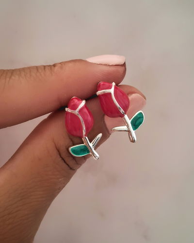 Aros Tulipan Rojo 20mm Ac. Blanco