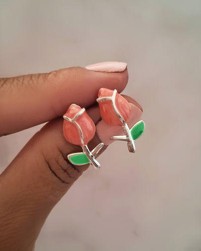 Aros Tulipan Rosa 20mm Ac. Blanco