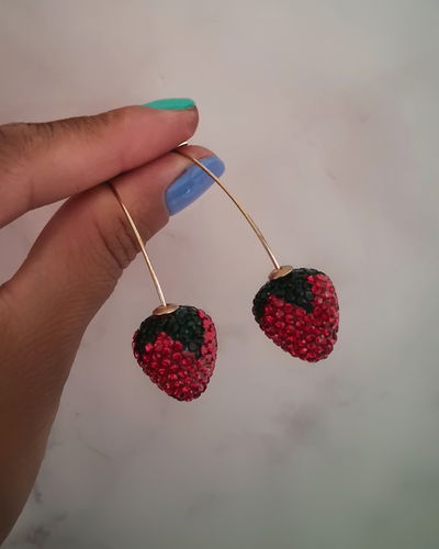 Aros Larg Fruti Strass 12mm Ac. Dorado 