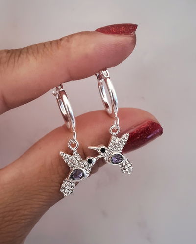 Argollas Colibrí Violeta Ac. Blanco 