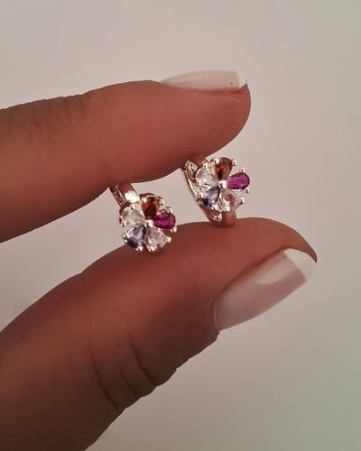 Argollas Click Florcita Rainbow 0,8cm Ac. Blanco