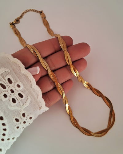 Collar Clapton Trenzado Doble 40-5cm Ac. Dorado