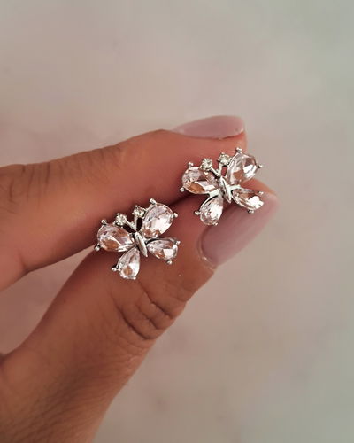 Aros Mariposa Gem Rosa Ac. Quirúrgico 