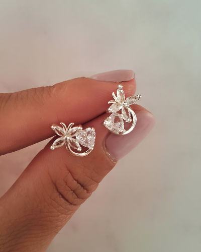 Aros Mariposa Cubik Ac. Blanco 