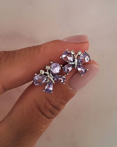 Aros Mariposa Gem Violeta Ac. Quirúrgico 