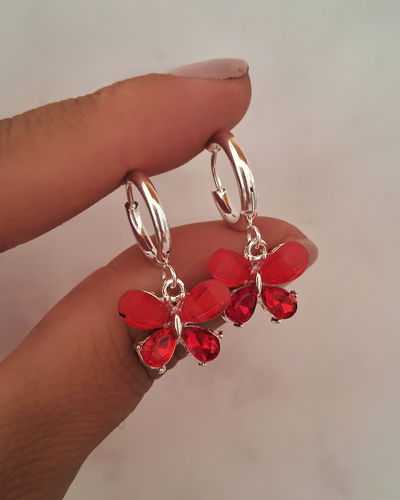 Argollas Monarch Gem Rojo Ac. Blanco 