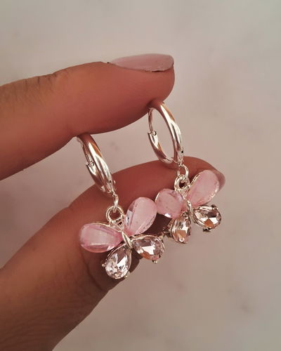 Argollas Monarch Gem Rosa Ac. Blanco 