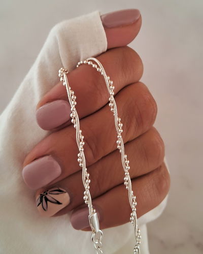 Collar Doble Intrelazada 40-5cm Ac. Blanco 