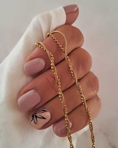 Collar Doble Intrelazada 40-5cm Ac. Dorado 