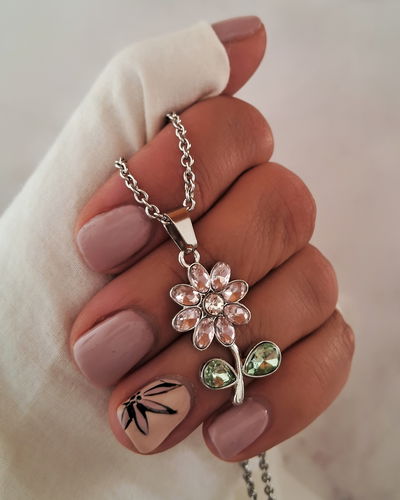 Collar Flower Rosa 45cm Ac. Quirúrgico 