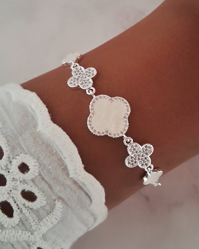 Pulsera Trébol 18-3cm Ac. Blanco 