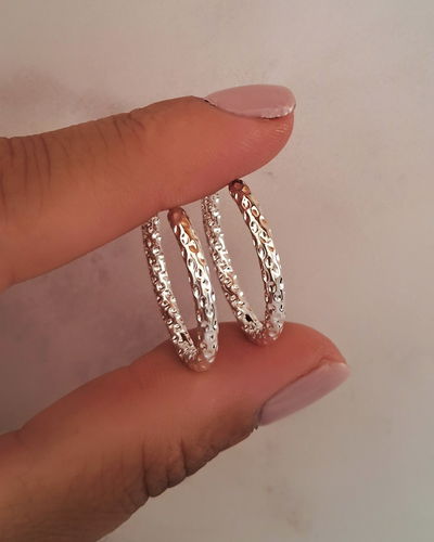 Argollas Labradas 2,3cm Ac. Blanco 