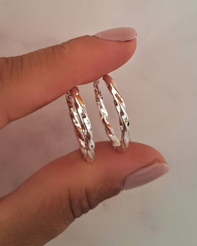 Argollas Torzadas 2,3cm Ac. Blanco 