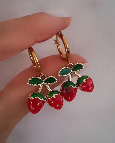 Argollas 15mm Frutillas Ac. Dorado 