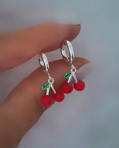 Argollas 8mm Cherry Ac. Blanco 