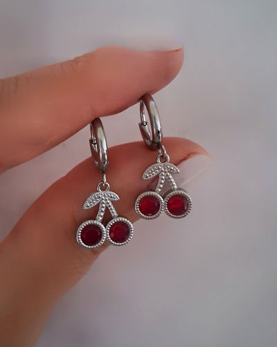 Argollas 8mm Cereza Cubik Ac. Quirúrgico 