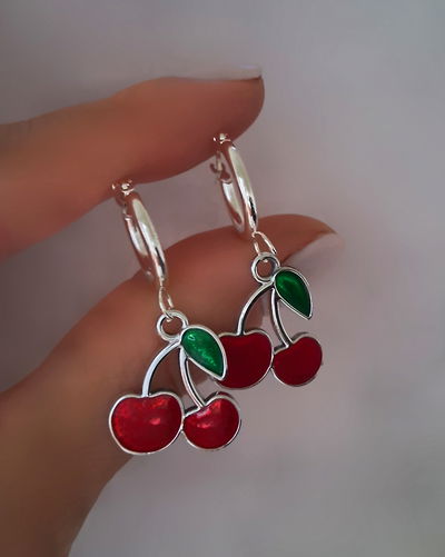 Argollas 15mm Big Cherry Ac. Blanco 