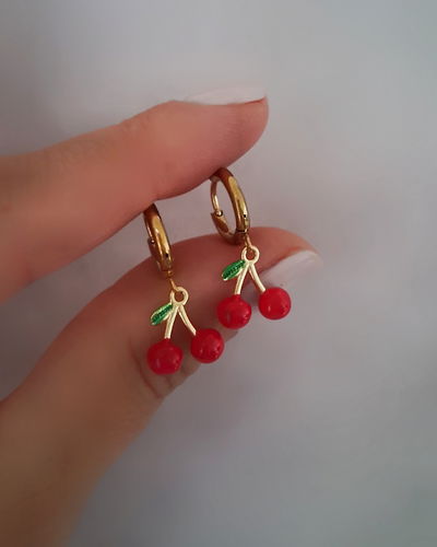 Argollas 8mm Cherry Ac. Dorado 