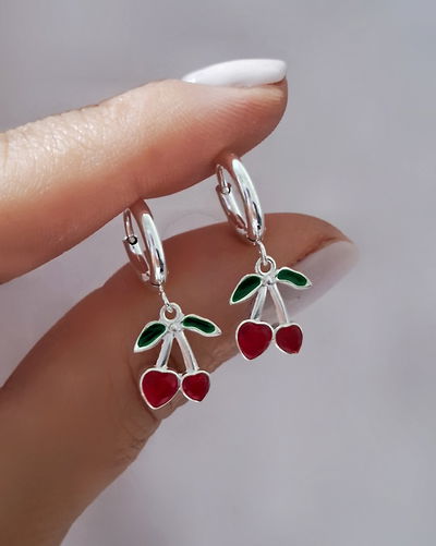 Argollas 8mm Cherry Love Ac. Blanco 