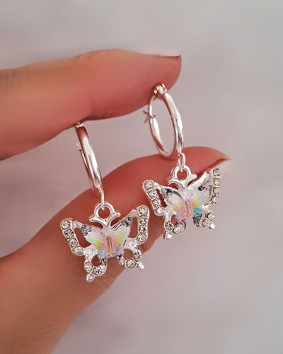 Argollas Flyve Cristal Ac. Blanco 