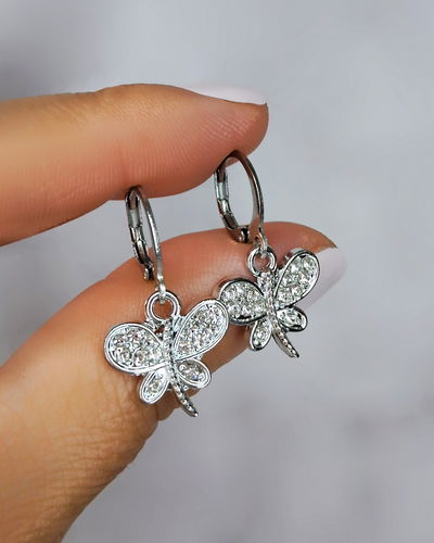 Argollas 10mm Libélula Strass Ac. Quirúrgico 