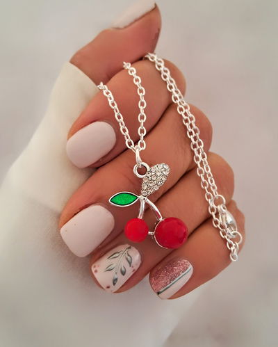 Collar Big Cherry 45cm Ac. Blanco 