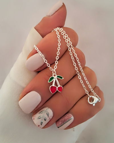 Collar Cherry Love 50cm Ac. Blanco 