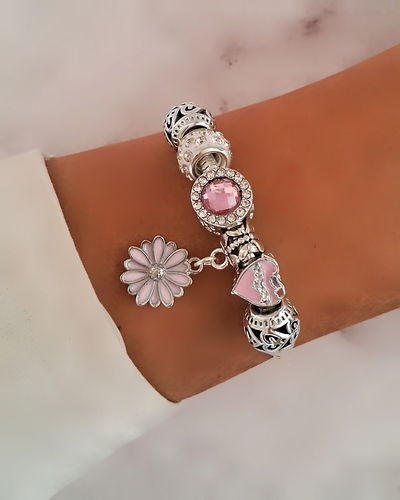 Pulsera Margot Rosa 18cm Ac. Blanco 
