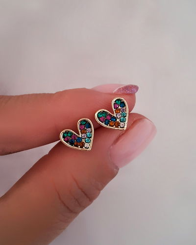 Aros Corazón Colour Ac. Dorado 