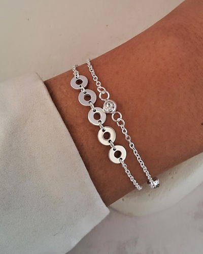 Pulsera Doble Roundy Cubik 18-3cm Ac. Blanco 