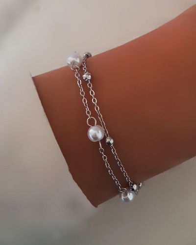 Pulsera Doble Pearl Bou 18-3cm Ac. Quirúrgico 