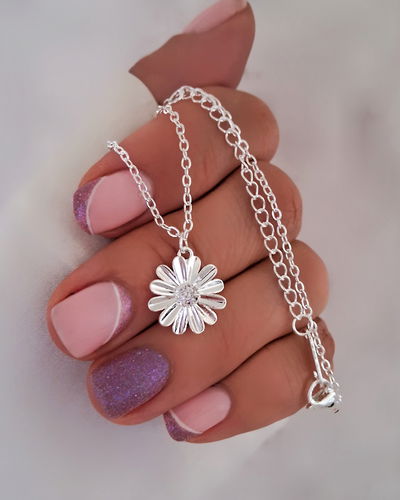 Collar Flower 45-5cm Ac. Blanco 