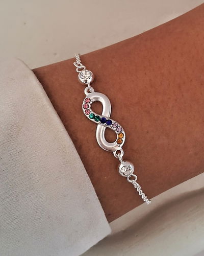 Pulsera Infinito Rainbow 18-3cm Ac. Blanco 