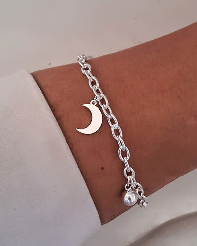 Pulsera Luna 18cm Ac. Blanco 