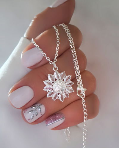 Collar Girasol Cristal 45-5cm Ac. Blanco 