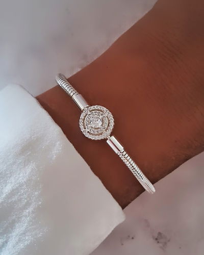 Pulsera Pandora Zircon 18cm Ac. Blanco 