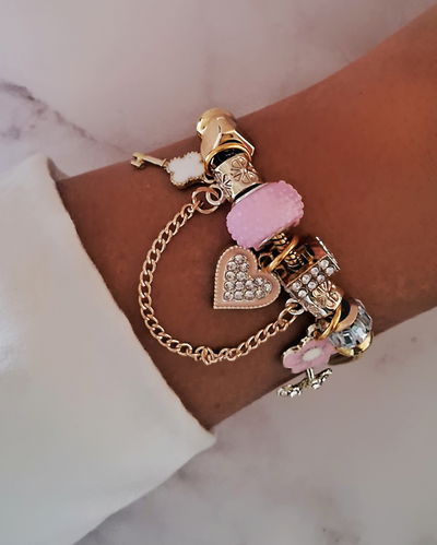 Pulsera Love Pink 18-3cm Ac. Dorado 